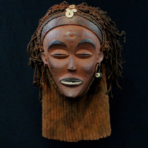 Art Africain Tribal Ethnographique Ethnique Déco Ethno African Mask Africano Afrikanishe Kunst - Superbe Masque Chokwe Mwana Pwo - 42 Cms