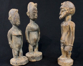 African Art Primitive Arts - Three Votive Statuettes Tugubele Senoufo Senufo - Old Diviner's Ritual Pieces - 20 / 19 / 18 Cms +++++