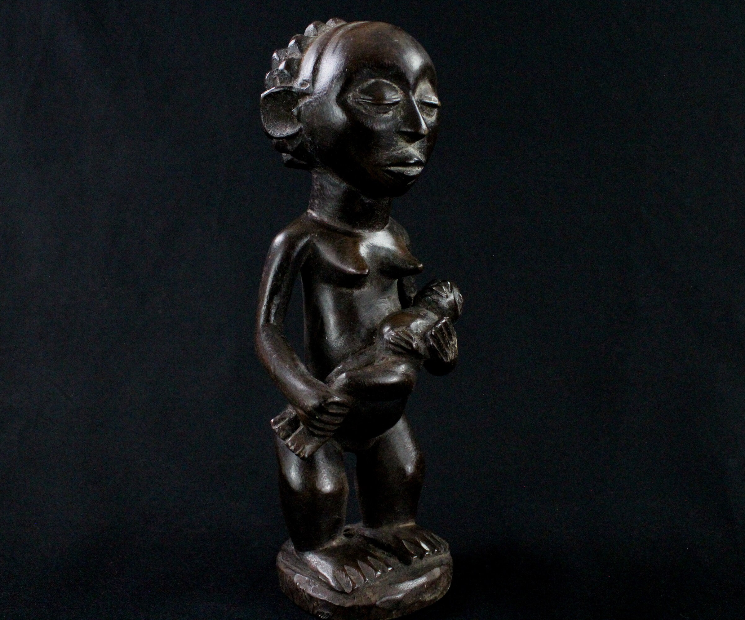 Art Africain Afrikanische Kunst Arte African - Art Superbe Statue Maternité Luba République Démocrat