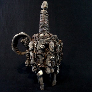 African Art First Arts Tribal African Africano Africana Classic - Old Ritual Bottle Fetish Fon Voodoo Protection - 39 Cms
