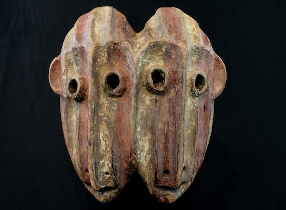 African Art Tribal Arts Premiers African Mask Maske Mascara Africana Africa Africa - Superb Kela Double Face Mask - Ex DRC - 27.5 Cms