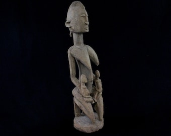 African Art Classic Art Africa African Art Wooden Statue Vintage Decor - Dogon Maternity - Maternity and Fertility Figure - 59.5 Cms ++++