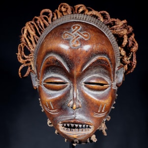 African Art Tribal Ethnographic Ethnic Deco Ethno African Mask Africano Afrikanishe Kunst - Superb Chokwe Mwana Pwo Mask - 22 Cms