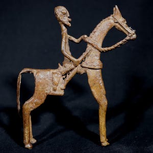 African Art Ethnic Tribal Arts - Bronze Statue Dogon Horseman - Lost Wax Arte Africano Africana African Horserider - 15 Cms ++++