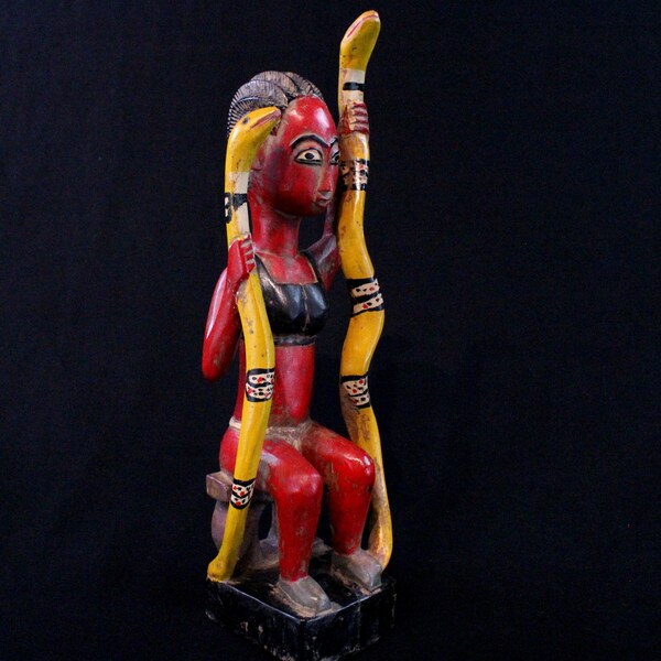 Art Africain Tribal - Statue de Mami Wata Watta Water Sirène Divinité Mermaid Ethnie Baoulé Baule Akan - Arte Africana African - 41 Cms ++++