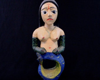 Tribal African Art - Ancient Statue of Mami Wata Wata Water Mermaid Mermaid Ethnicity Ewe Eve Togo - Arte Africano Africana African - 37 Cms