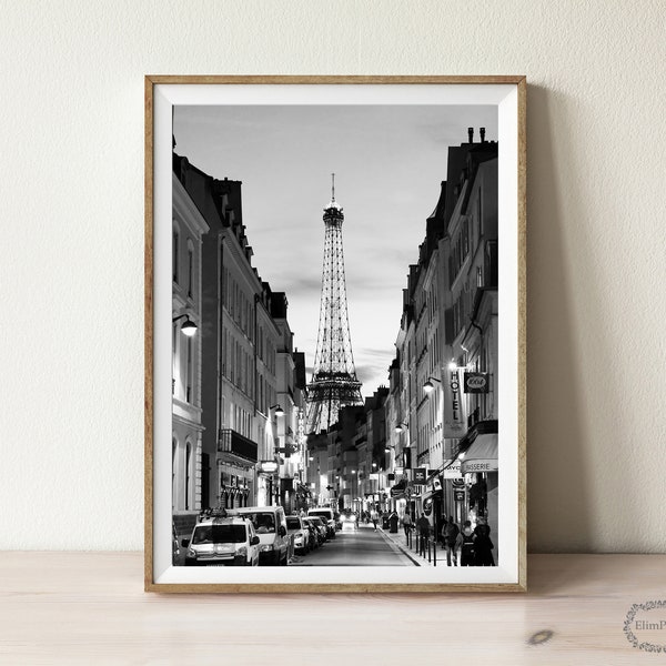 Black and White Eiffel tower printable wall art, France Paris Photography, Large Wall Art Prints, instant download printable art, poster