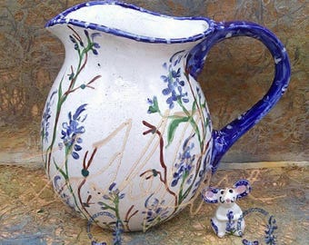 Giant Bluebonnet Pitcher/Vase
