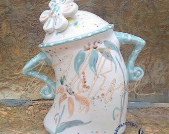 Flower Power Sassy Jade and Peach Canister