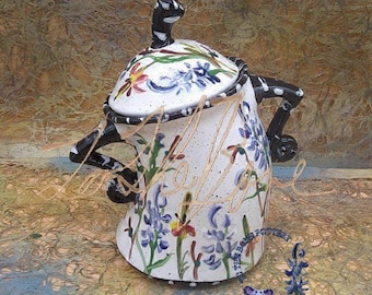 Sassy Wildflower Canister with Black and White Accent