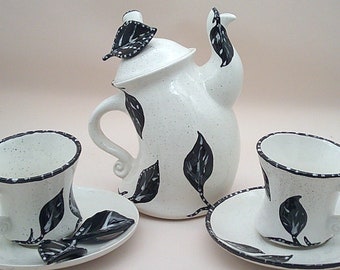 Black Tie Garden Party Sassy Teacups and Saucers