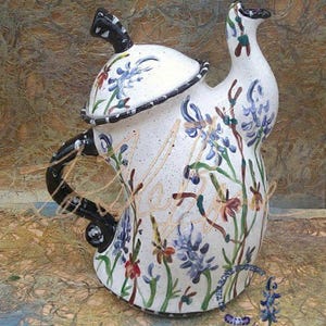 Sassy Wildflower Teapot with Black and White Accent