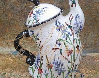 Teiera Sassy Wildflower con dettagli in bianco e nero