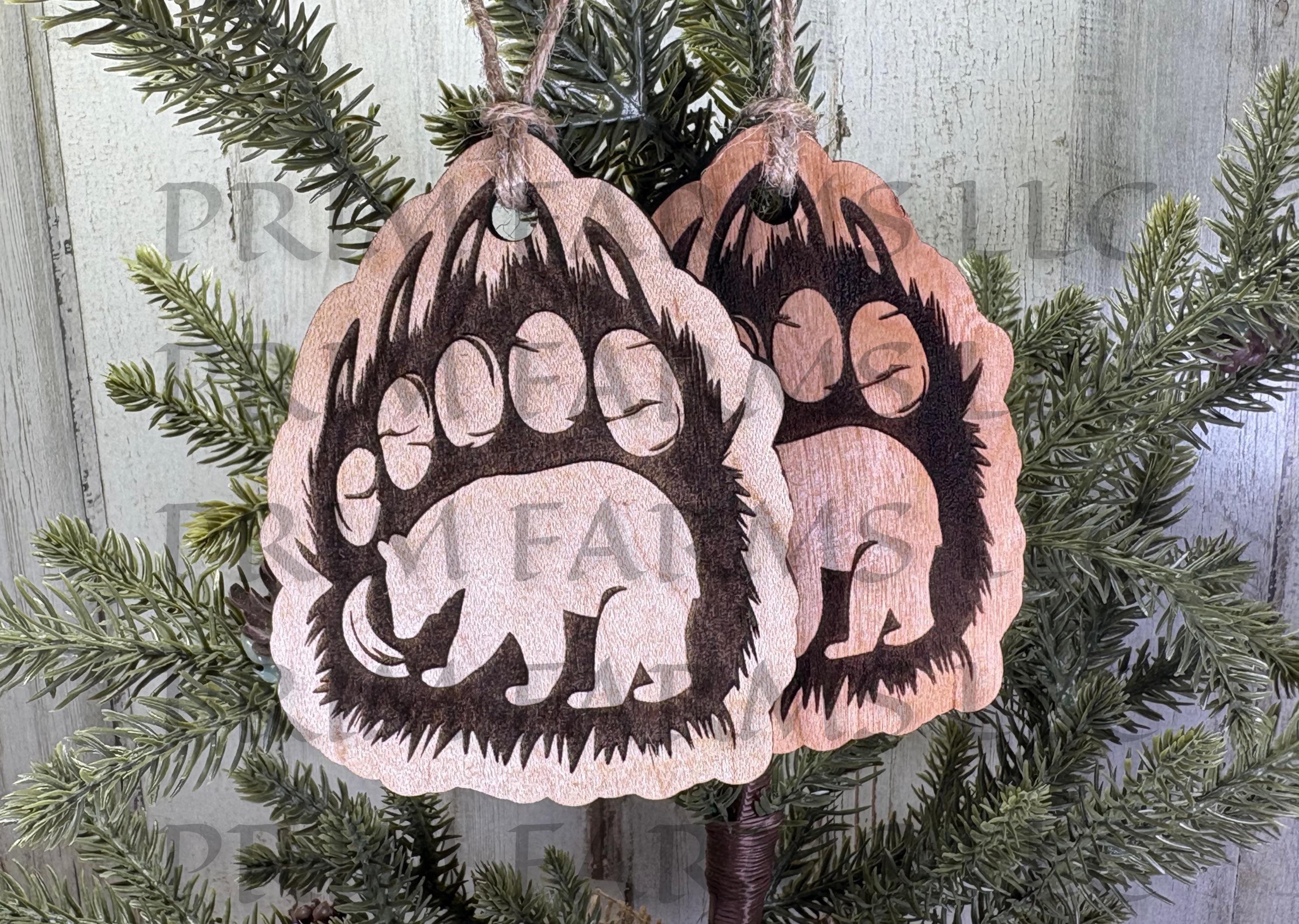 Bear Paw and Claws Ornament Solid Cherry or Maple Real Wood - Etsy