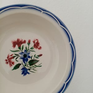Plato azul Elorn de Digoin Sarreguemines - Plato redondo francés retro vintage con flores azules de campo