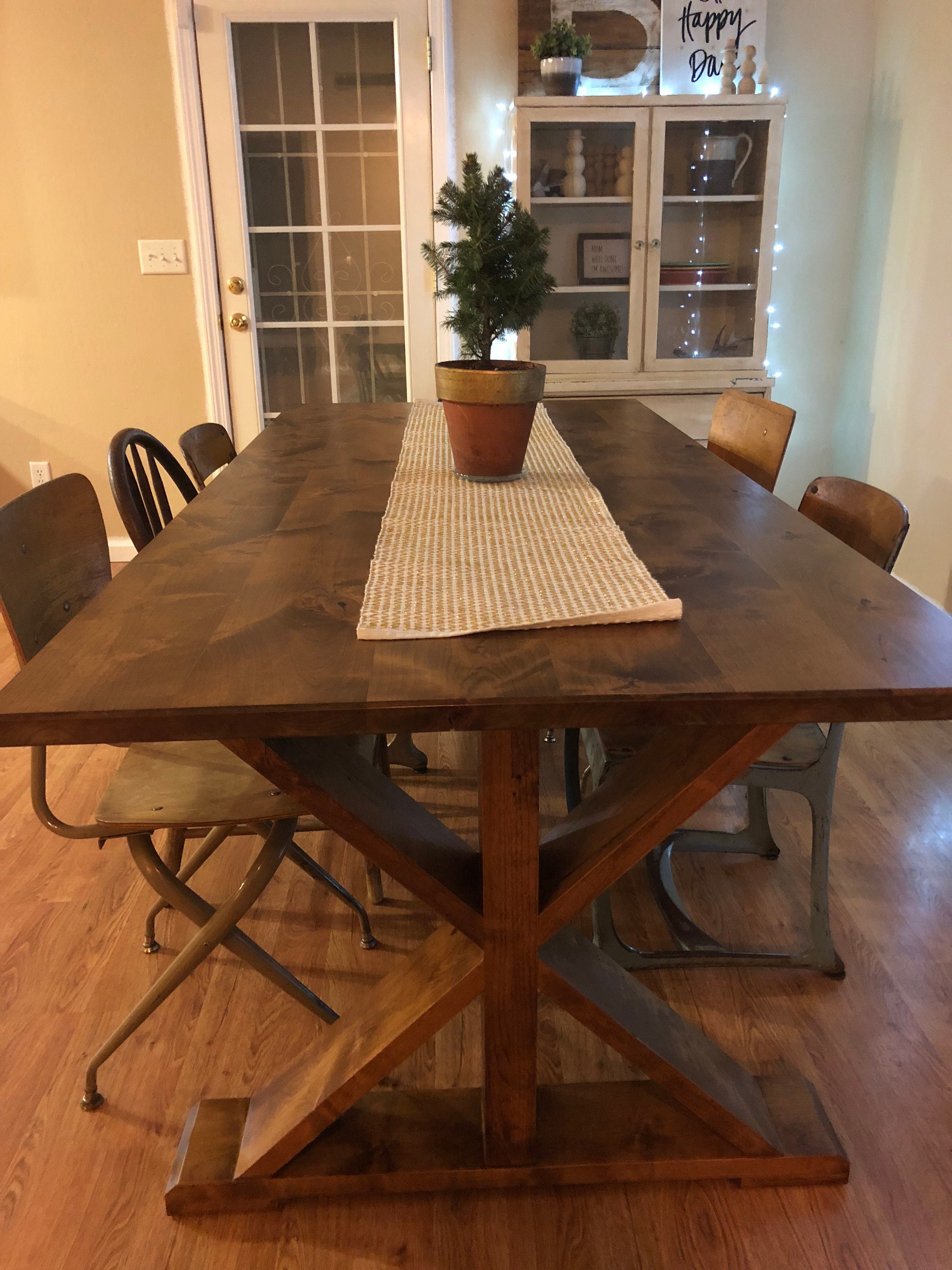 7' Alder Farmhouse Trestle Table Etsy
