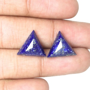 Natural Royal Blue Lapis Lazuli Triangle Gemstone Pair (11.65 Carat) – Rose Cut Faceted