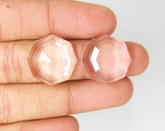 Natural Crystal Quartz Gemstone Octagon Shape Cabochon Faceted Rose Cut Gemstone Clear Color Gemstone Loose Earrings Jewelry Making Gems.