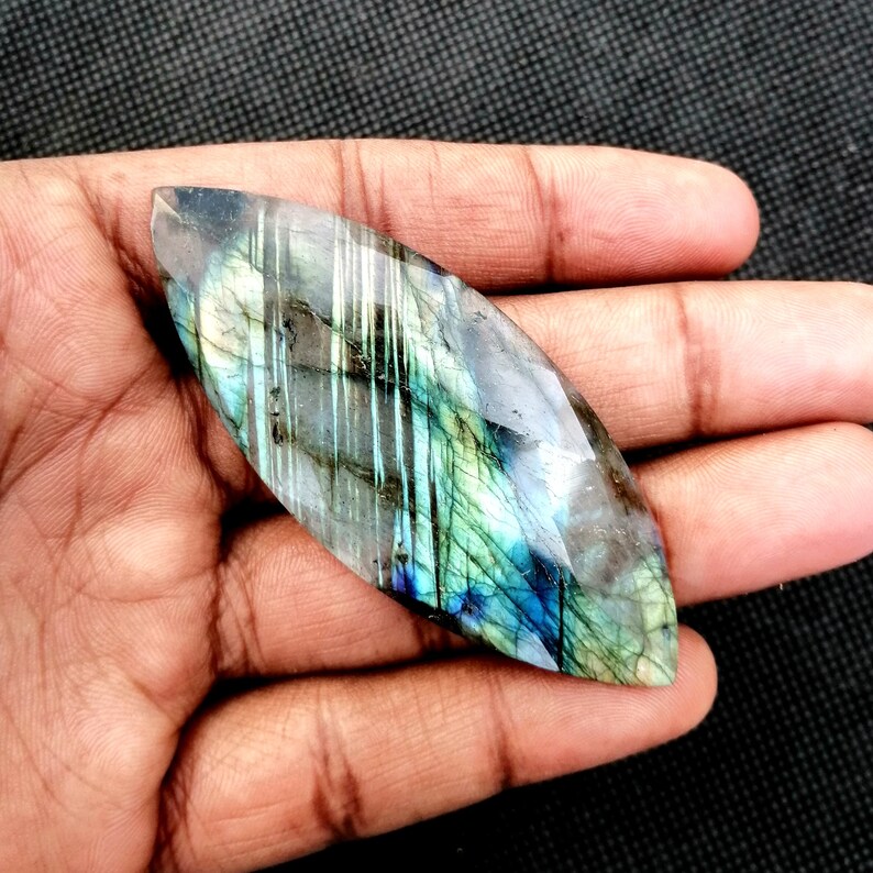 Labradorite Large Gemstone Faceted Marquise Cabochon Antique Gemstone Labradorite Gemstone Faceted Cabochon Size 76\u00d728\u00d7 MM