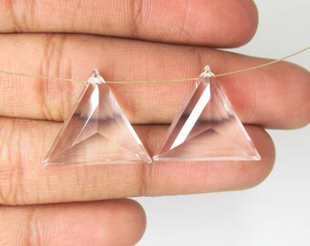 Natural Crystal Quartz Gemstone Triangle Shape Gemstone Cabochon Faceted Rose Cut Gemstone Clear Color Gemstone Neckles Jewelry Making Gems.