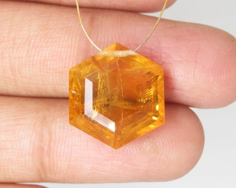 Natural Citrine Gemstone Hexagon Shape Faceted Cut Gemstone Brandy Color Gemstone Loose Gemstone Beads Necklace Jewelry Making Gemstone.