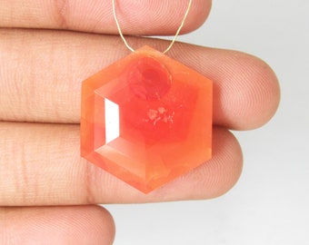 Natural Carnelian Gemstones Hexagon Shape Cabochon Faceted Rose Cut Gemstone Orange Color Gemstones Beads Gems Necklace Jewelry Making Gems.