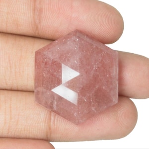 Piedra preciosa de color rosa, piedra preciosa suelta, piedra preciosa de cuarzo fresa natural, piedra preciosa con forma hexagonal, piedra preciosa de corte facetado en cabujón, piedra preciosa de calidad AAA.