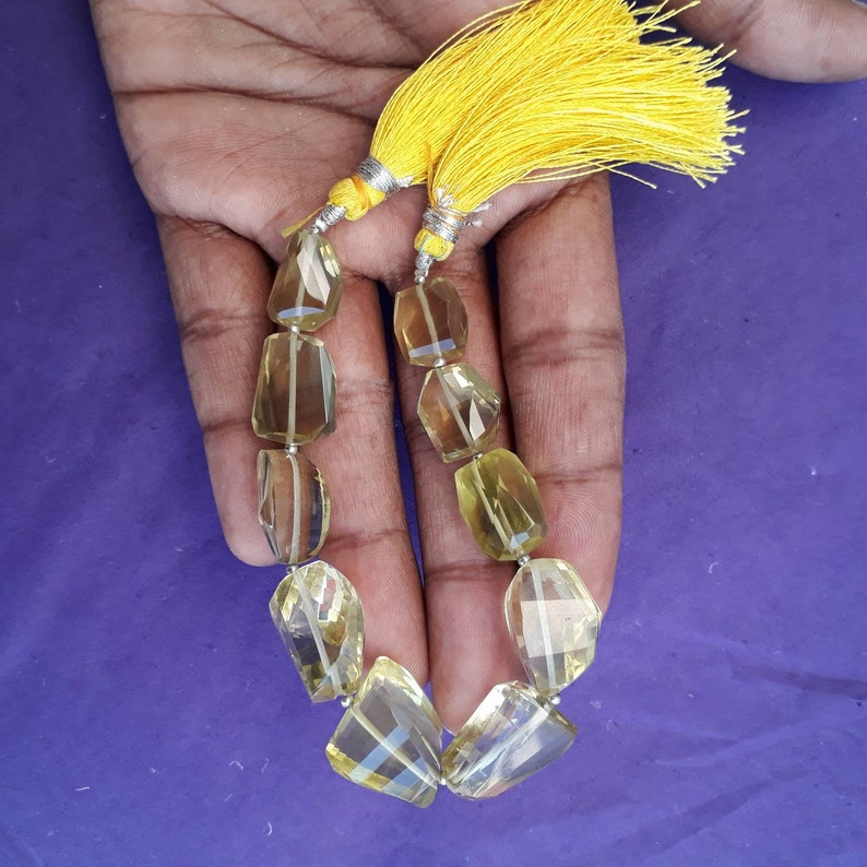 Lemon quartz tumbled beads faceted lemon quartz beads necklace beads large beads
