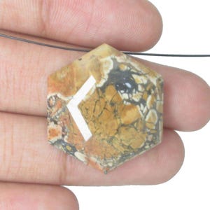 Jewellery Making Gems Natural Maligano Jasper Gemstones Hexagon Shape Cabochon Faceted Cut Yellow & Black Color Gems Beads Loose Gemstone.