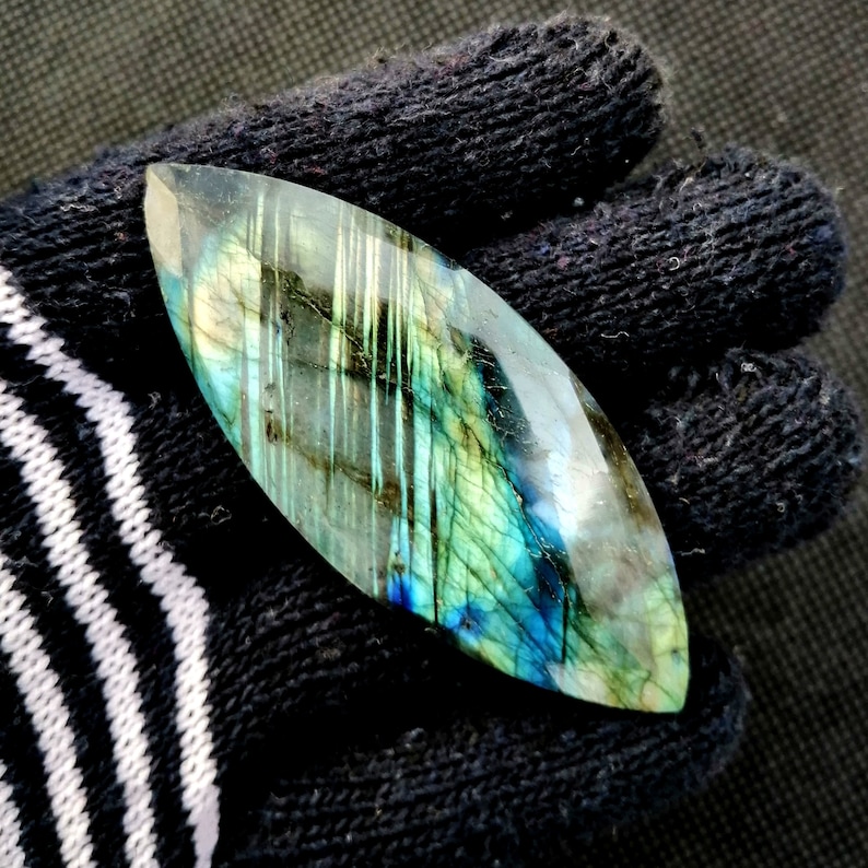 Labradorite Large Gemstone Faceted Marquise Cabochon Antique Gemstone Labradorite Gemstone Faceted Cabochon Size 76\u00d728\u00d7 MM