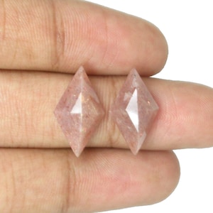 Natural Pink Moonstone Gemstone Rhombus Shape Faceted Rose Cut Pink Flash Colour Gemstone Loose Gemstones Excellent! Quality Gems.