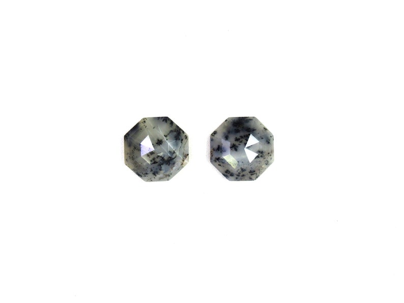 Octagon Shape Cabochon Faceted Pair Gemstone Natural Dendritic Opal Gemstone Loose Jewelry Gemstone Sale