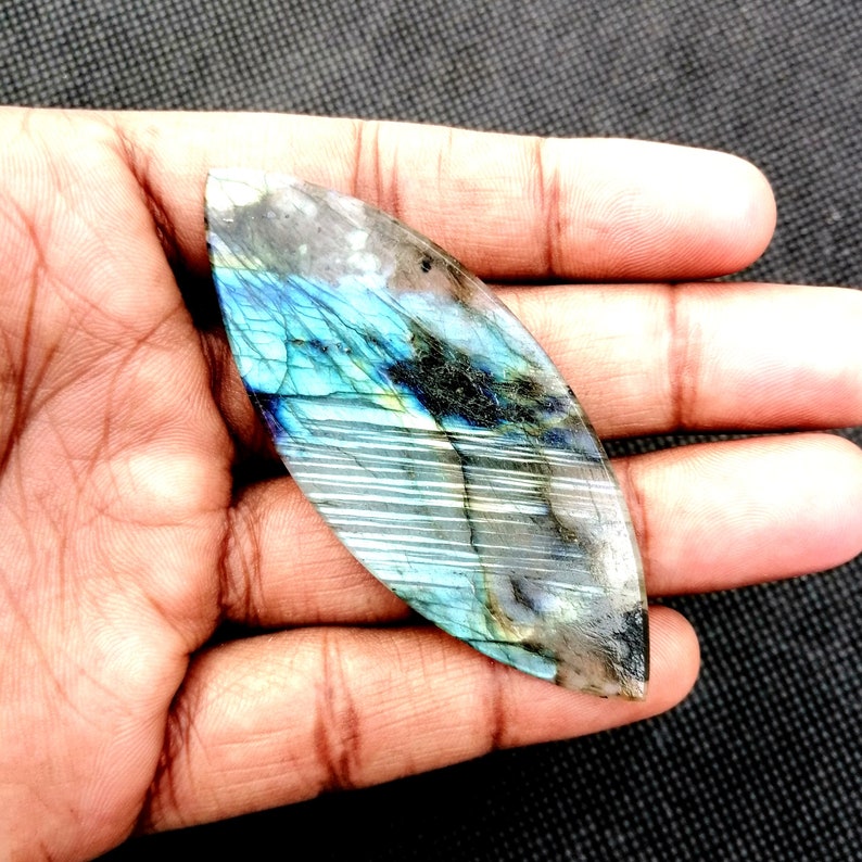 Labradorite Large Gemstone Faceted Marquise Cabochon Antique Gemstone Labradorite Gemstone Faceted Cabochon Size 76\u00d728\u00d7 MM