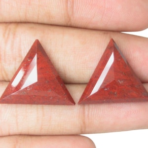 Natural Red Jasper Gemstone Triangle Shape Cabochon Faceted Cut Gemstone Red Colour Gemstone Loose Pair Gemstone Superb! Quality Gems.
