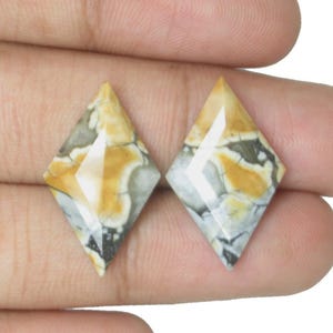 Natural Maligano Jasper Gemstones Rhombus Shape Faceted Cut Gems Yellow & Black Color Gemstones Loose Pair Gemstones Jewellery Making Gems.