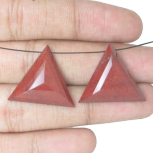 Excellent! Quality Gems Natural Red Jasper Gemstone Triangle Shape Cabochon Faceted Cut Gemstone Red Colour Gemstone Loose Beads Pair Gems.