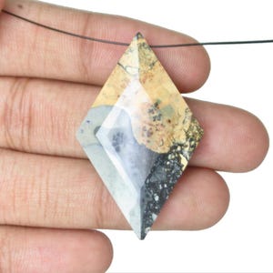 Natural Maligano Jasper Gemstones Rhombus Shape Faceted Cut Yellow & Black Color Gemstones Loose Gemstones Necklace Gift For Her Gems.