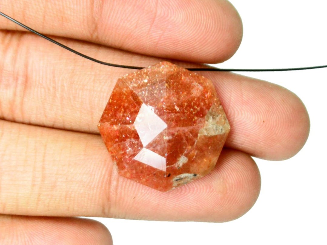 Natural Sunstone Gemstones Octagon Shape Faceted-cut Orange Flash ...