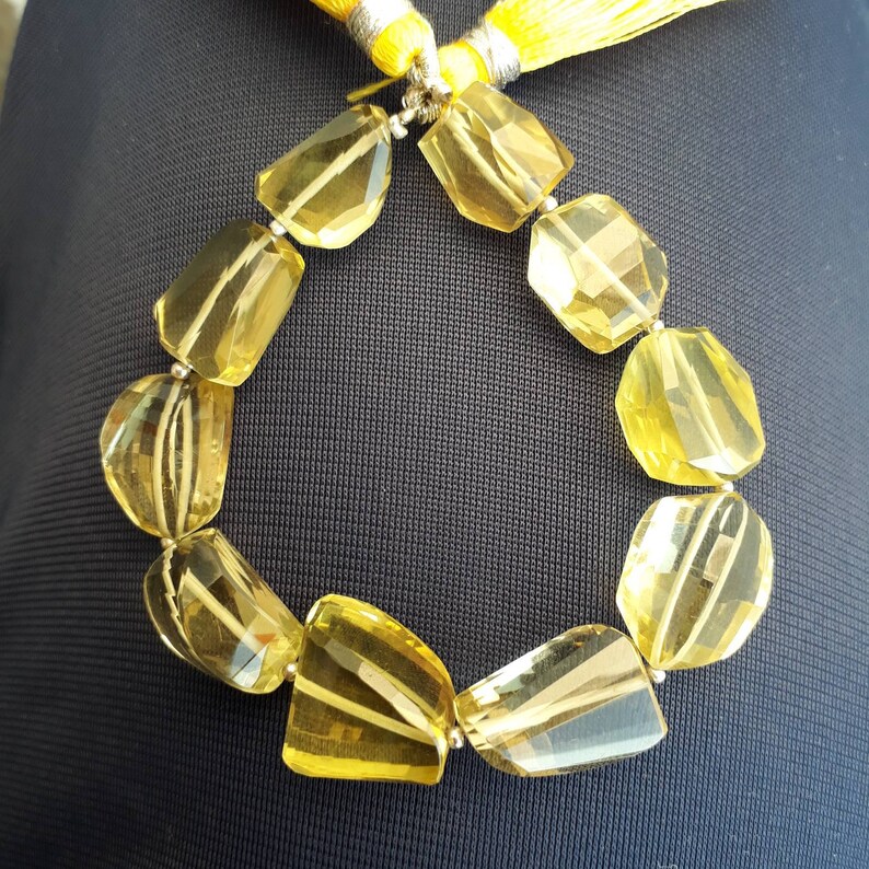 Lemon quartz tumbled beads faceted lemon quartz beads necklace beads large beads