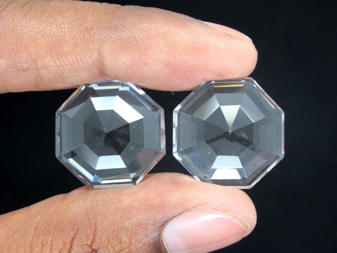 Octagon Shape Cabochon Faceted Pair Gemstone Natural Crystal Etsy