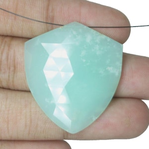 Natural Chrysoprase Gemstones Sheild Shape Cabochon Faceted Cut Gems Green Color Beads Loose Gems Necklace Gemstone Excellent! Quality Gems.