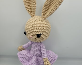 Handmade soft bunny for little girl, amigurumi toy for granddaughter, crochet stuffed animal, first brithday gift, cute plushie, baby toy