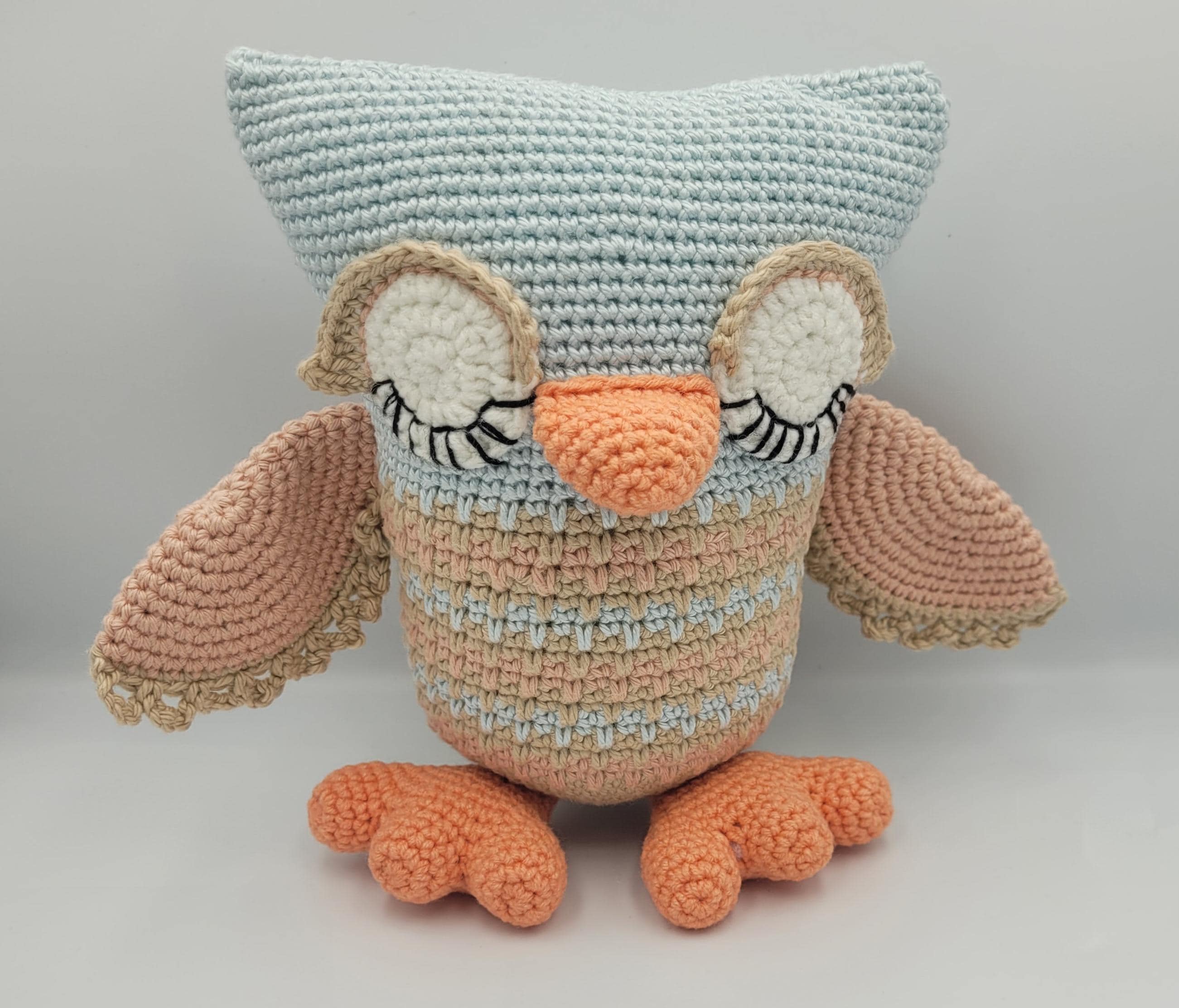 Handmade soft Owl for little girl, Cute owl, first birthday gift, baby sleeping toy, crochet stuffed