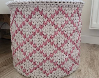 Large storage basket for home, round basket, boho basket, handmade crochet organizer, home decor ideas, flower basket, shelf storage