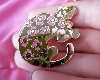 SPRING JAGUAR - "Feline Seasons" Hard Enamel Lapel Pin - 1.5" Pin, Rose Gold Finish