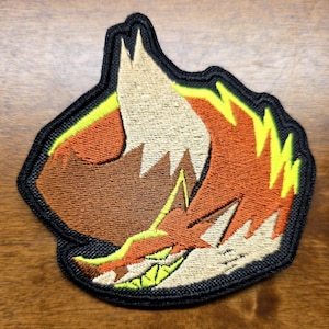 TOOTHY FOX - Geborduurd neonkleurig embleem - 8,5 x 8,2 cm