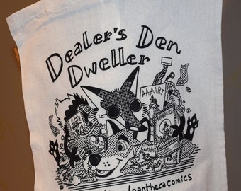 Original Design Tote Bag "Dealer's Den Dweller", Cream