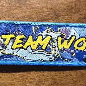 TEAM WOLF - Colorful Embroidered Keychain Tag - Furry Animal Team Tag - 6"x1. 2" (130 x 30 mm)