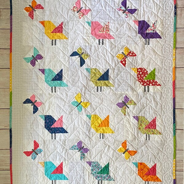 Quilt For Sale Handmade Throw Quilt Birds and Butterflies