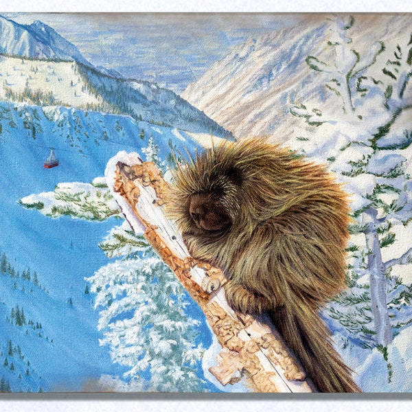 Snowbird Ski Resort Wall Art - Rocky Mountains Porcupine - Animal Print on Wood Wall Art - Utah Skiing - Gift for Animal Lover -